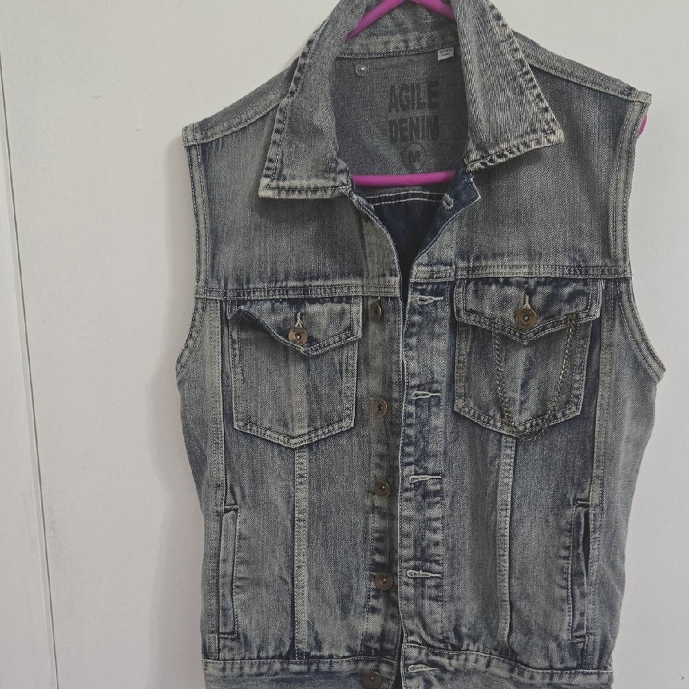 Agile Denim Vest with Button Detail